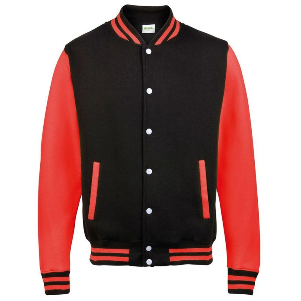 Awdis Unisex Adult Varsity Jacket / Jet Black/Fire Red
